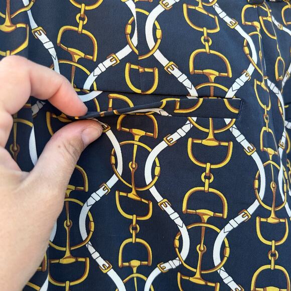 Zara Wide Leg Flare Belt Horsebit Chain Pattern Pants Festive Small High Rise - Picture 9 of 12